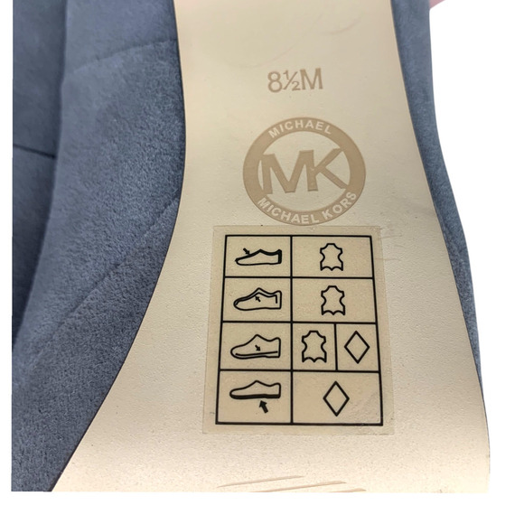 New Michael Kors Sabrina Steel Gray Suede Platform Pumps Sz 8.5 Chain Detail NWT - Picture 10 of 14